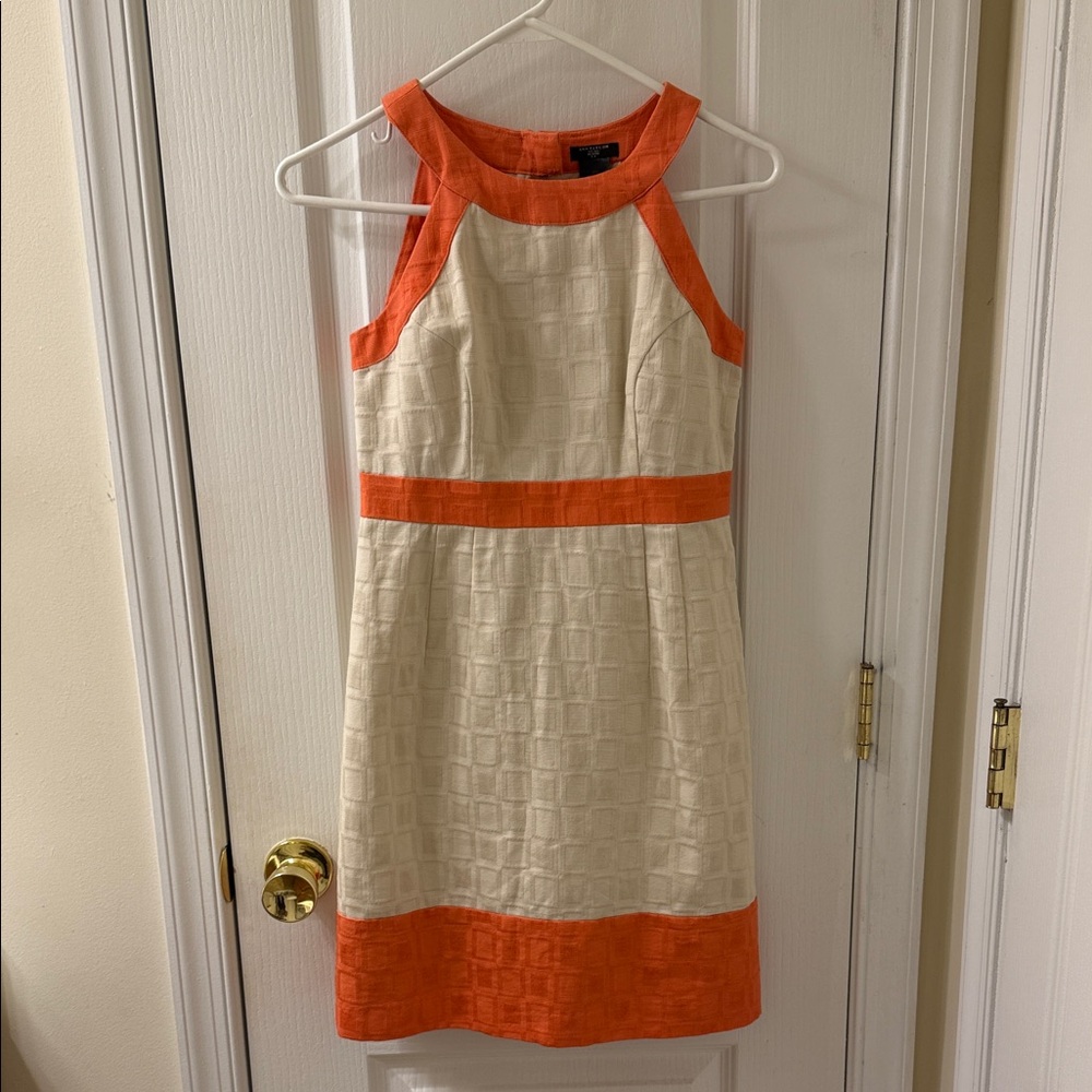 Ann Taylor Orange and Cream Mini Dress